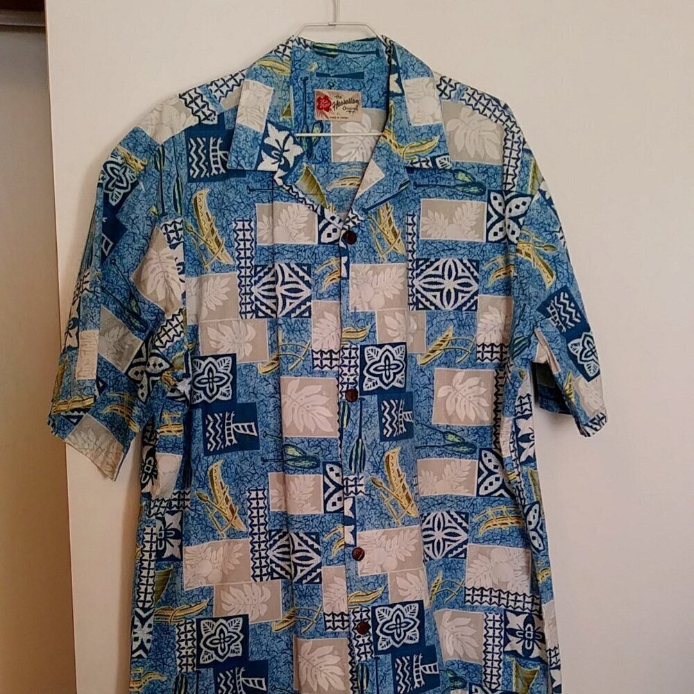 Vintage Hilo Hattie's Hawaiian Men's Shirt Blue Size XL